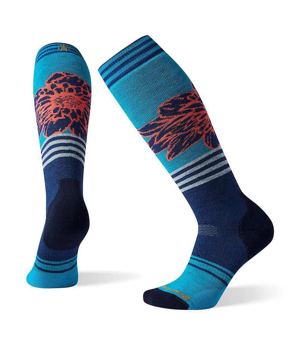 The North Face Smartwool Phd Snow Medium Traced Dahlia Pattern Socken Damen - DunkelBlau CH-142EVGI